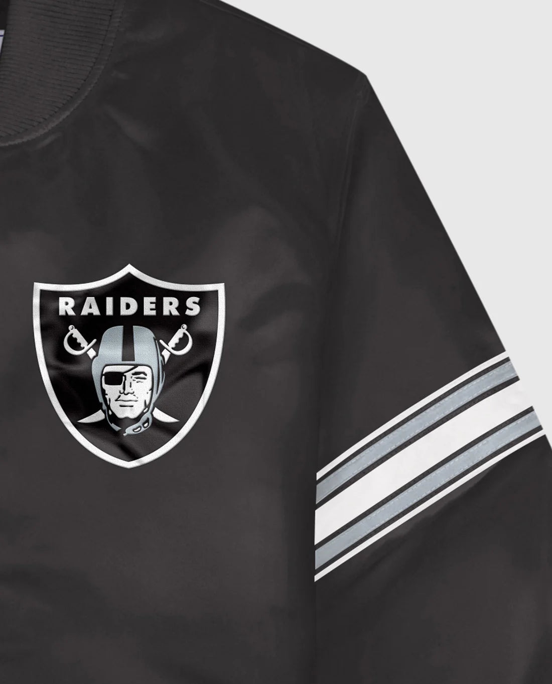 Chaqueta Varsity de los Las Vegas Raiders en Satén con Botones de Presión