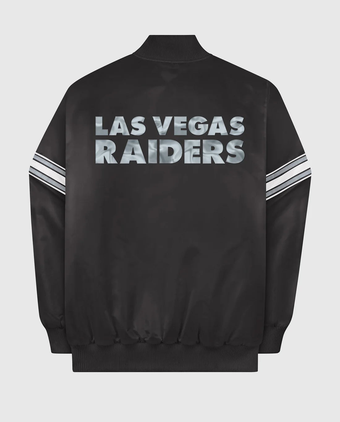 Chaqueta Varsity de los Las Vegas Raiders en Satén con Botones de Presión