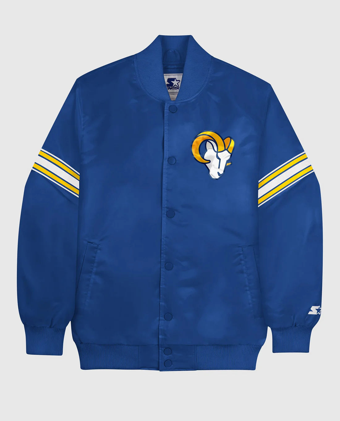 Chaqueta Varsity de los Los Angeles Rams en Satén con Botones de Presión