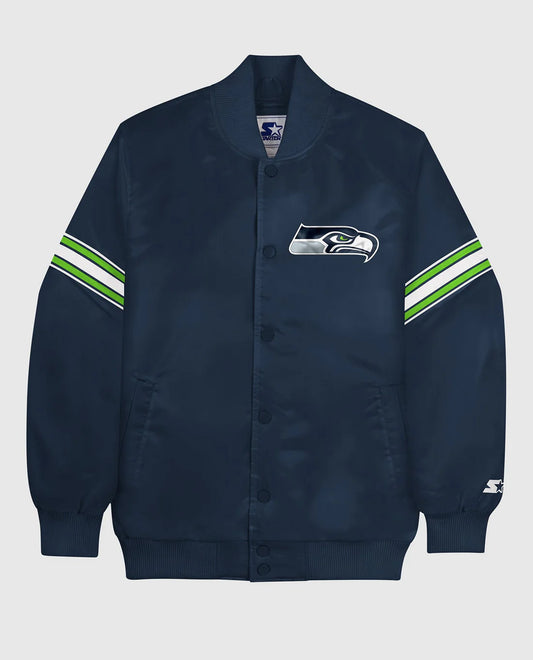 Chaqueta Varsity de los Seattle Seahawks en Satén con Botones de Presión