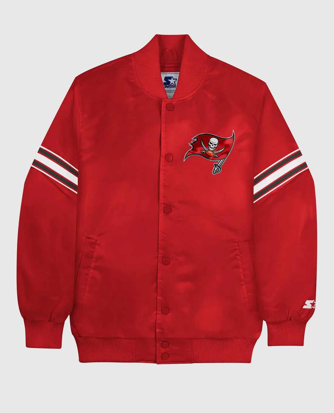 Chaqueta Varsity de los Tampa Bay Buccaneers en Satén con Botones de Presión