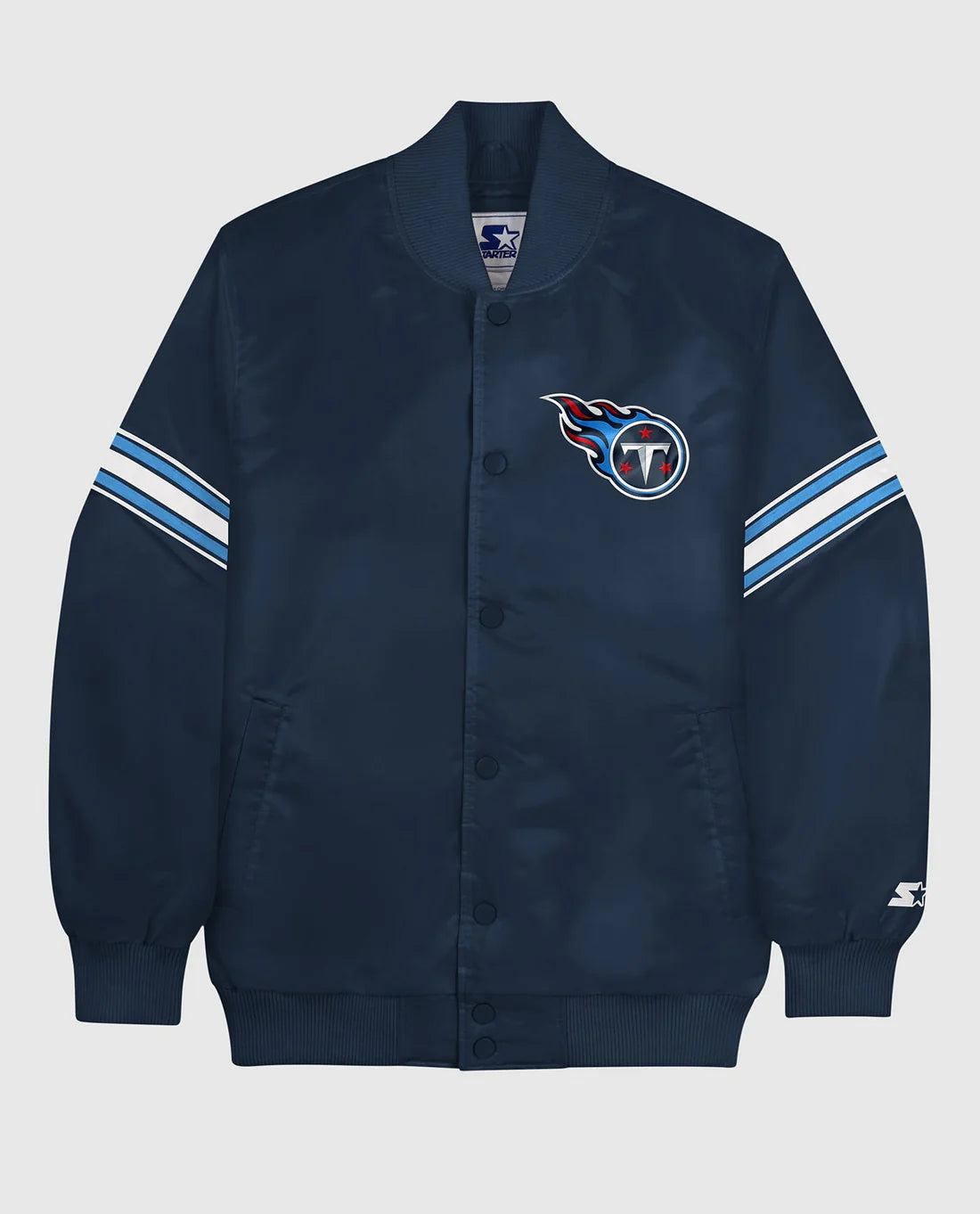 Chaqueta Varsity de los Tennessee Titans en Satén con Botones de Presión