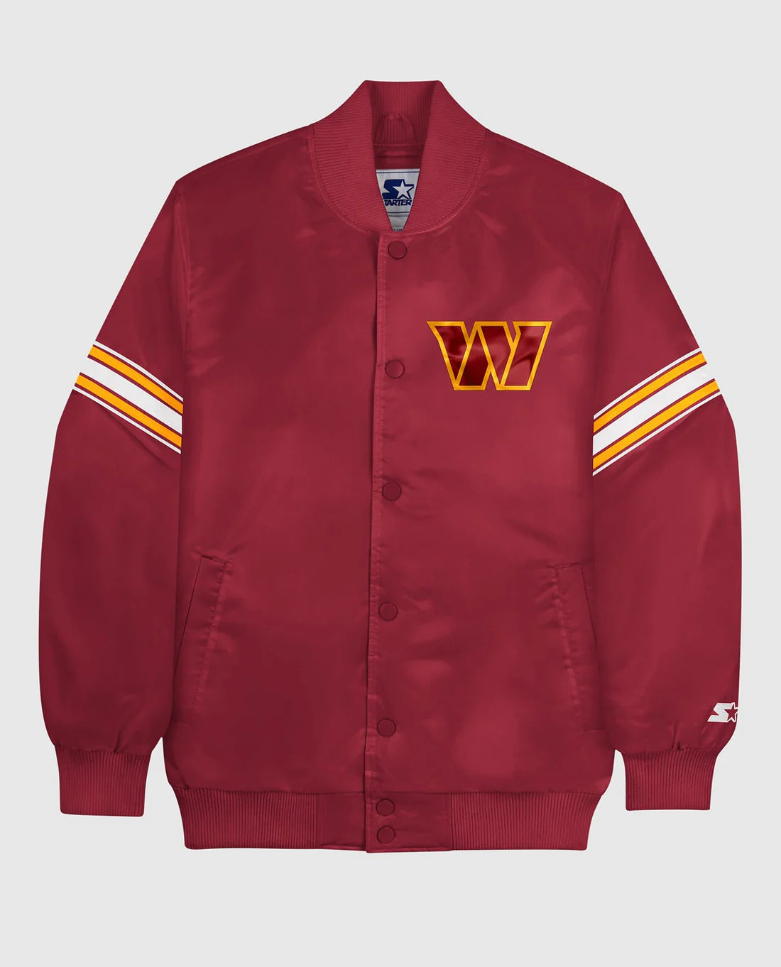 Chaqueta Varsity de los Washington Commanders en Satén con Botones de Presión