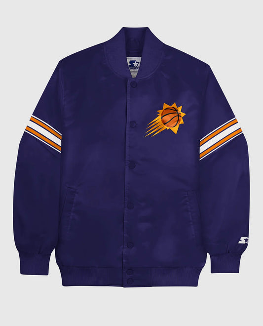 Chaqueta Varsity de los Phoenix Suns en Satén con Botones de Presión