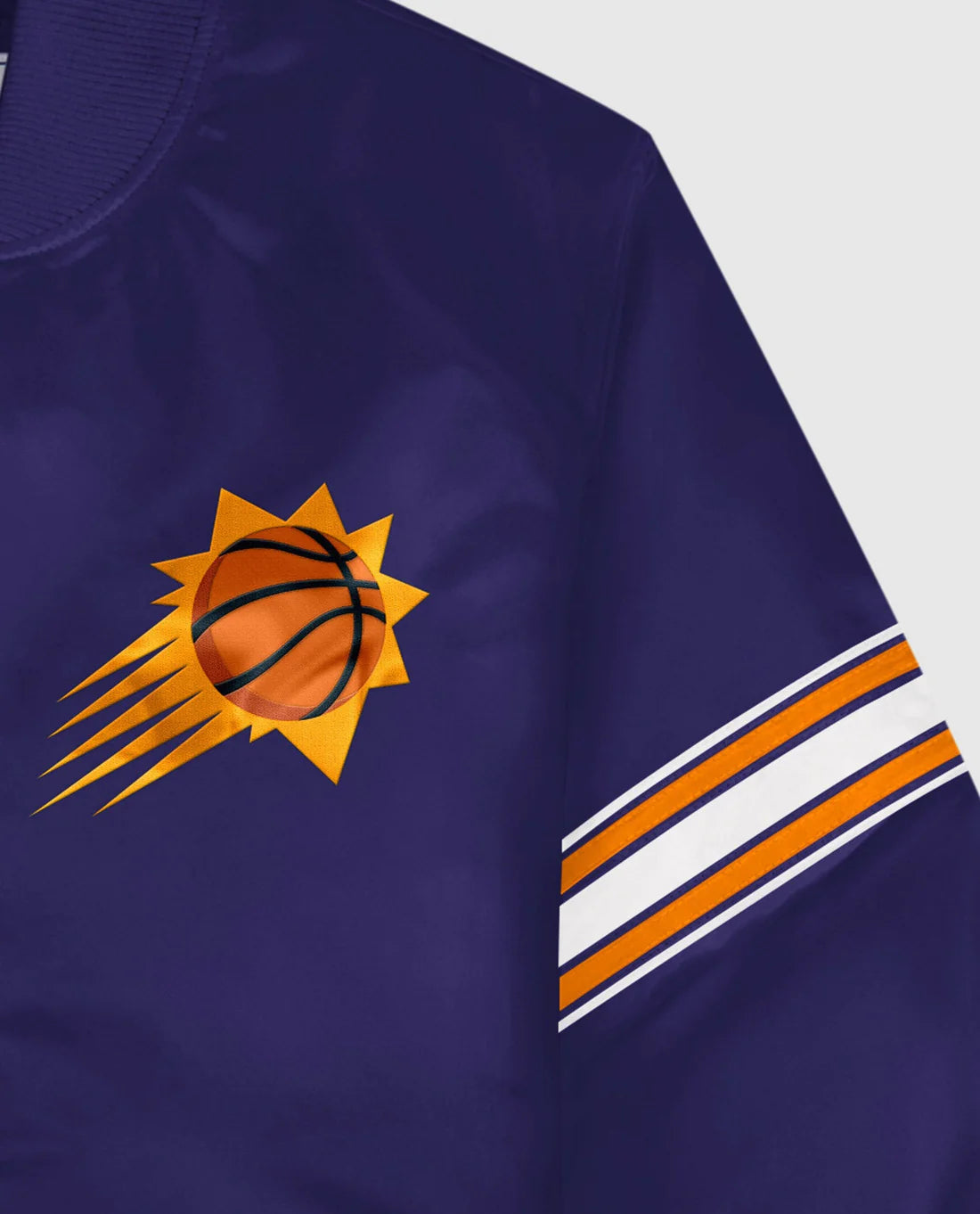 Chaqueta Varsity de los Phoenix Suns en Satén con Botones de Presión